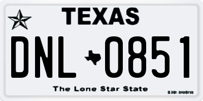 TX license plate DNL0851
