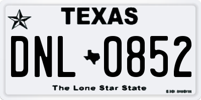 TX license plate DNL0852