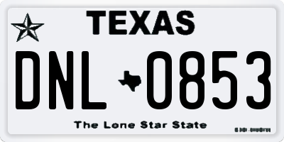 TX license plate DNL0853