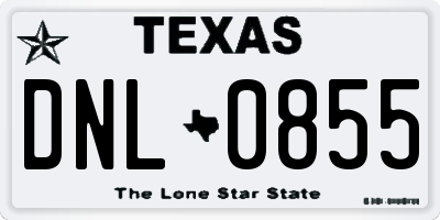 TX license plate DNL0855