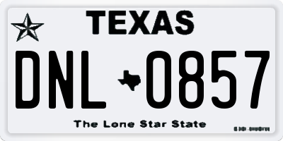 TX license plate DNL0857