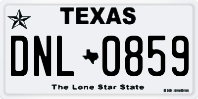 TX license plate DNL0859