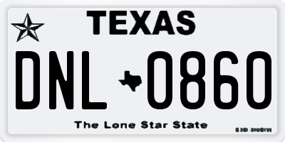 TX license plate DNL0860