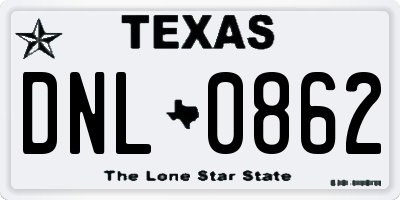 TX license plate DNL0862