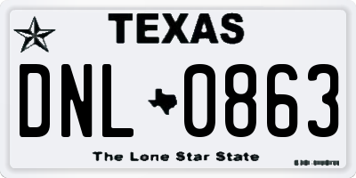 TX license plate DNL0863