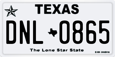 TX license plate DNL0865