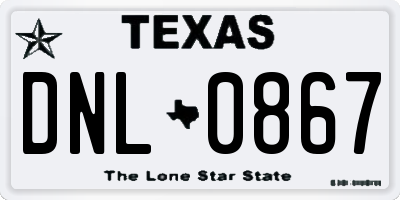 TX license plate DNL0867
