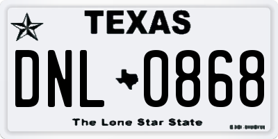 TX license plate DNL0868