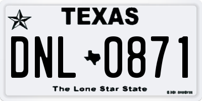 TX license plate DNL0871