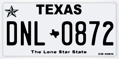 TX license plate DNL0872