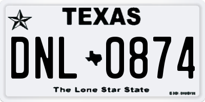 TX license plate DNL0874