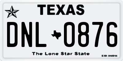 TX license plate DNL0876