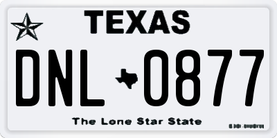 TX license plate DNL0877
