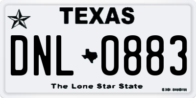 TX license plate DNL0883