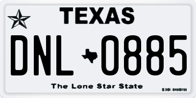 TX license plate DNL0885