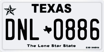 TX license plate DNL0886