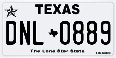 TX license plate DNL0889