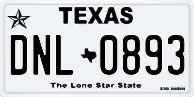 TX license plate DNL0893