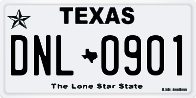 TX license plate DNL0901