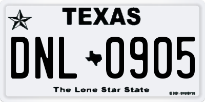 TX license plate DNL0905