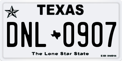 TX license plate DNL0907