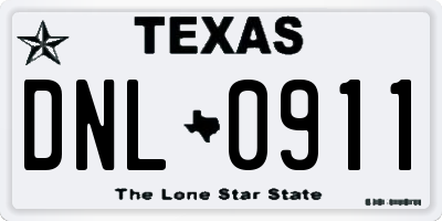 TX license plate DNL0911