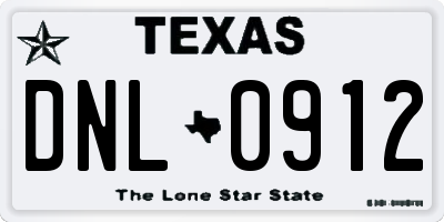 TX license plate DNL0912