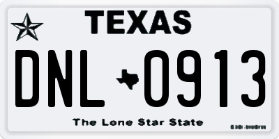 TX license plate DNL0913