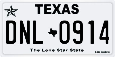 TX license plate DNL0914