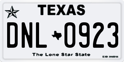 TX license plate DNL0923