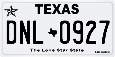 TX license plate DNL0927