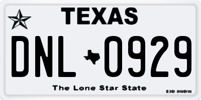 TX license plate DNL0929