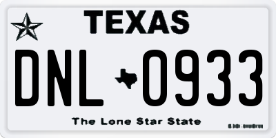 TX license plate DNL0933