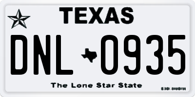 TX license plate DNL0935