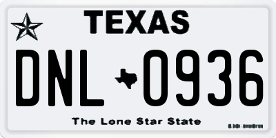 TX license plate DNL0936