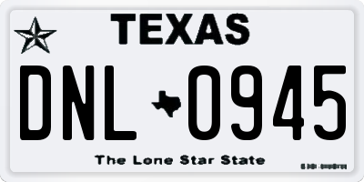 TX license plate DNL0945