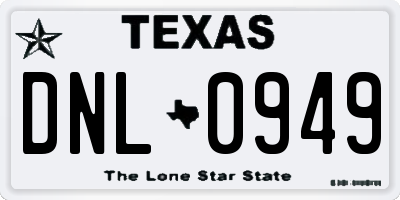 TX license plate DNL0949