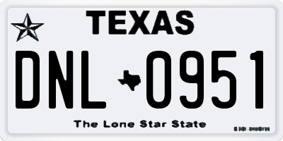 TX license plate DNL0951