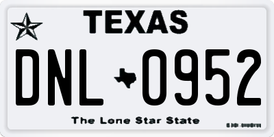 TX license plate DNL0952