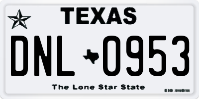 TX license plate DNL0953