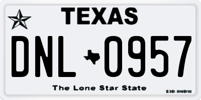 TX license plate DNL0957