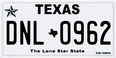 TX license plate DNL0962
