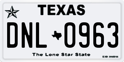 TX license plate DNL0963