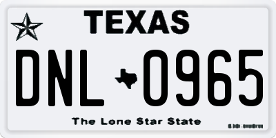 TX license plate DNL0965