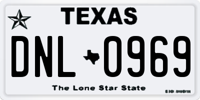 TX license plate DNL0969