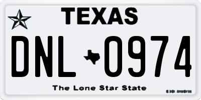 TX license plate DNL0974