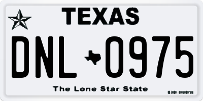 TX license plate DNL0975