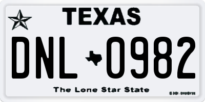 TX license plate DNL0982