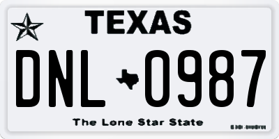TX license plate DNL0987