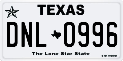 TX license plate DNL0996